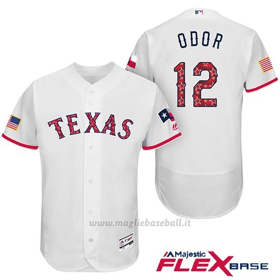Maglia Baseball Uomo Texas Rangers 2017 Estrellas y Rayas Rougned Odor Bianco Flex Base